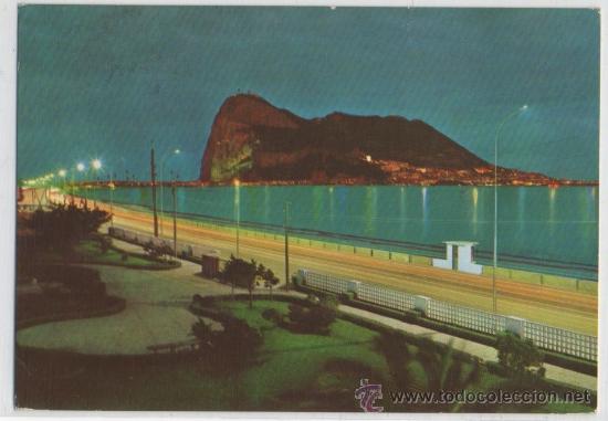 Postales: TARJETA POSTAL DE LA LINEA DE LA CONCEPCION EL PE&Ntilde;ON DE GIBRALTAR NOCTURNA CADIZ