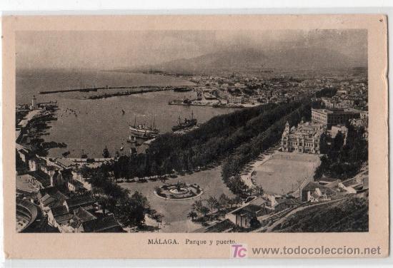 Postkarten: TARJETA POSTAL DE MALAGA. PARQUE Y PUERTO. ED. M. ARRIBAS