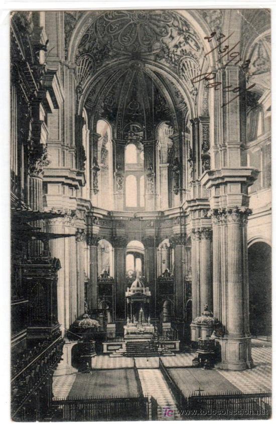 Postales: TARJETA POSTAL DE MALAGA. CATEDRAL, ALTAR MAYOR. N&ordm; 13 SERIE 515. EDICION KNACKSTEDT Y NATHER