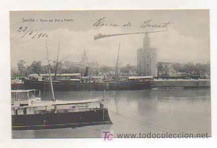 Postales: SEVILLA. TORRE DEL ORO Y PUERTO. - Foto 1