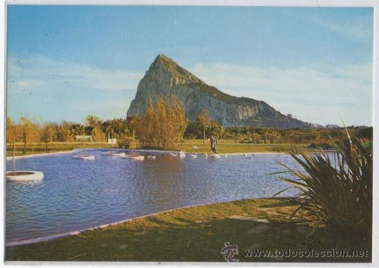 Postales: TARJETA POSTAL DE LA LINEA DE LA CONCEPCION PE&Ntilde;ON DE GILBRATAR DESDE EL PARQUE PRINCESA SOFIA CADIZ