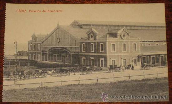 Postales: ANTIGUA POSTAL DE CADIZ - ESTACION DEL FERROCARRIL - ED. THOMAS - NO CIRCULADA.