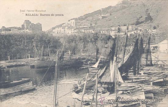 Postales: M&aacute;laga.- Barcas de pesca