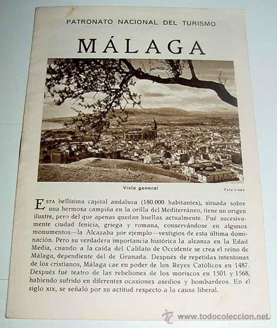 Postales: ANTIGUO FOLLETO DE MALAGA - EPOCA DE LA REPUBLICA - PATRONATO NACIONAL DEL TURISMO - 12 PAG - HUECOG