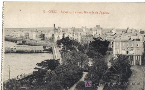 Postales: CADIZ, BA&Ntilde;OS DEL CARMEN, ALAMEDA DE APODACA
