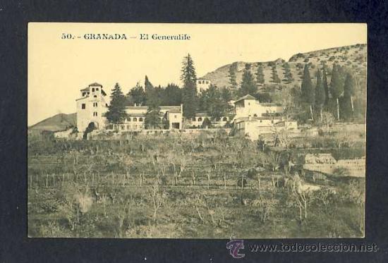 Postales: Postal de GRANADA: El Generalife (Andres Fabert num.50) - Foto 1