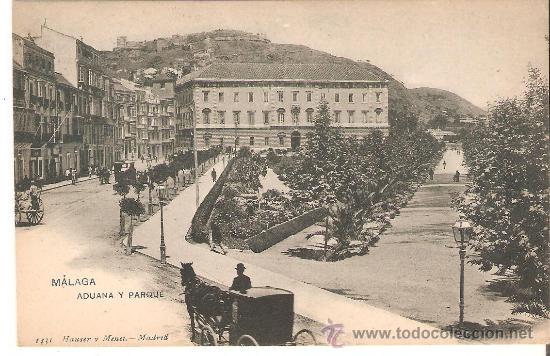 Postales: POSTAL DE MALAGA - ADUANA Y PARQUE - Foto 1