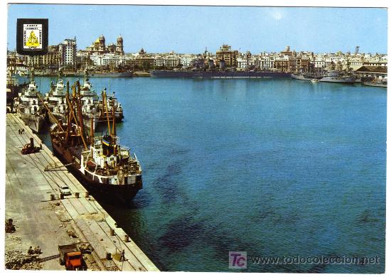 Postales: PRECIOSA POSTAL - CADIZ - EL PUERTO  CON BARCOS Y VISTA DE LA CIUDAD