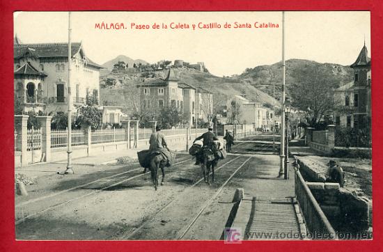 Postales: MALAGA , PASEO DE LA CALETA Y CASTILLO DE SANTA CATALINA , P40474