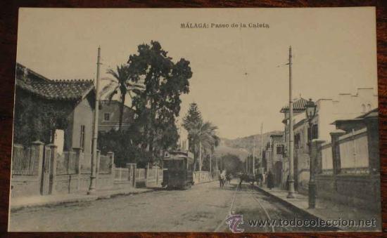 Postales: ANTIGUA POSTAL DE MALAGA - PASEO DE LA CALETA - TRANVIA - NO CIRCULADA - ED. HAUSER Y MENET.
