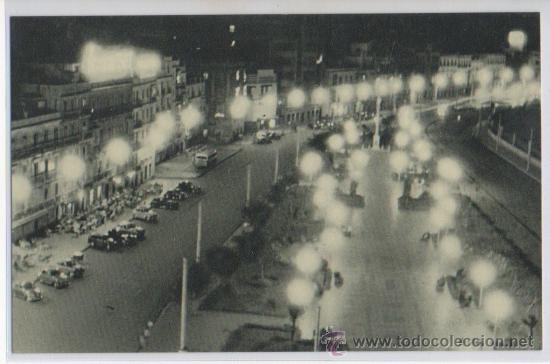 Postales: TARJETA POSTAL VISTA NOCTURNA AVENIDA RAMON DE CARRANZA CADIZ COMISION MUNICIPAL FIESTAS-PROPAGANDA