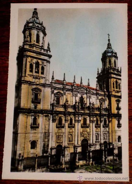 Postales: ANTIGUA FOTO POSTAL COLOREADA DE JAEN - FACHADA DE LA CATEDRAL - ED. ARRIBAS - NO CIRCULADA.