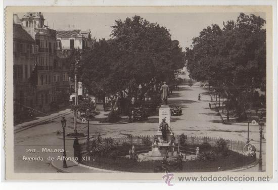 Postales: TARJETA POSTAL AVENIDA DE ALFONSO XIII MALAGA FOTO REAL