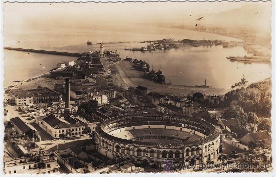 Postales: malaga - vista aerea - plaza de toros tauromaquia - n&ordm; 304 - ed. arribas - a&ntilde;os 50 - escrita