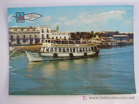 Postales: PUERTO DE SANTA MARIA. CADIZ. RIO GUADALETE LINEA MARITIMA A CADIZ. ED. PERGAMINO. N&ordm; 5.339.