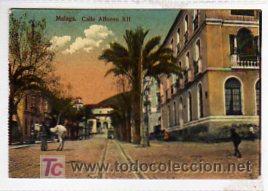 Postcards: Malaga. Calle Alfonso XII. Escrita.