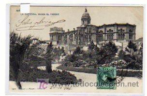Postales: Malaga. Hauser y Menet. 1435. La catedral desde el parque. Serie general. Circulada.