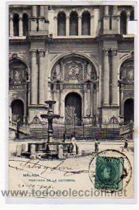 Postales: Malaga. Hauser y Menet. 1434. Portada de la Catedral. Serie general. Circulada.