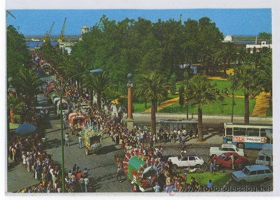 Postales: TARJETA POSTAL DESFILE DE CARRETAS Y PARQUE HUELVA