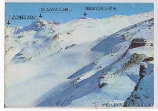 Postales: TARJETA POSTAL DE SIERRA NEVADA HOYA DE LA MORA P. VACAREA, P. ALCAZABA, P. MULHACEN ESQUI GRANADA