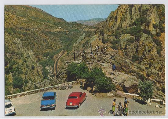 Postales: TARJETA POSTAL DEL DESFILADERO DE DESPE&Ntilde;APERROS CARRETERA GENERAL MADRID-CADIZ JAEN COCHE