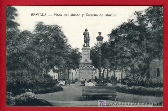 Postkarten: SEVILLA , PLAZA DEL MUSEO Y ESTATUA DE MURILLO  , P34833