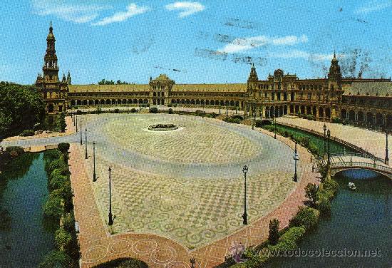 Postales: POSTAL CIRCULADA DE SEVILLA.PLAZA DE ESPA&Ntilde;A