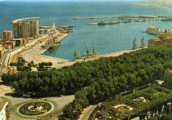 Postales: POSTAL ESCRITA SIN CIRCULAR DE MALAGA ,PASEO DE LA FAROLA Y PUERTO