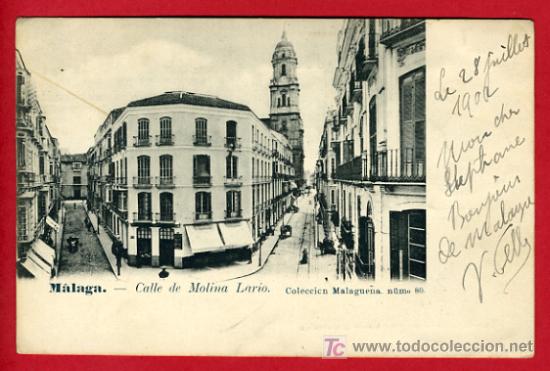 Postales: MALAGA , CALLE DE MOLINA LARIO, REVERSO SIN PARTIR , P35.627