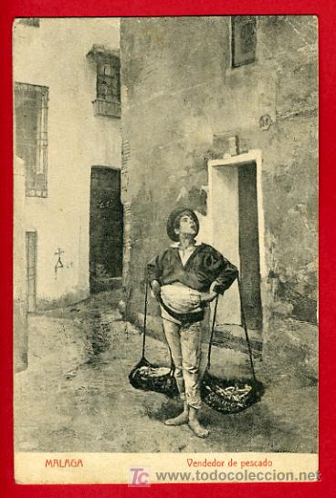 Postales: MALAGA, VENDEDOR DE PESCADO,   P34902