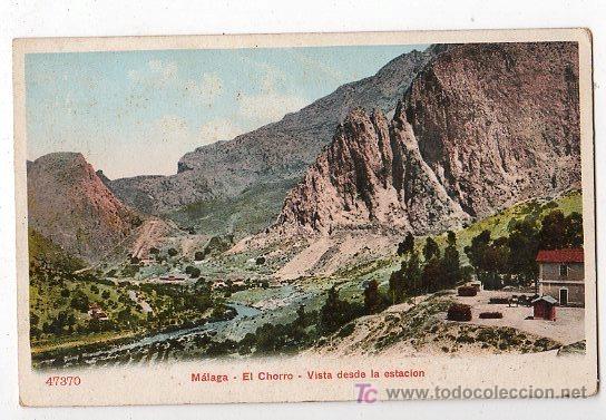 Postales: TARJETA POSTAL ANTIGUA DE MALAGA N&ordm; 47370. EL CHORRO - VISTA DESDE LA ESTACION. REVERSO NO DIVIDIDO.