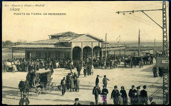 Postales: CADIZ - PUERTA DE TIERRA - UN MERENDERO - ED.HAUSER Y MENET 612