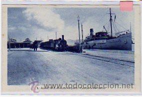 Postkarten: n&ordm; 4. Algeciras. Estaci&oacute;n del puerto. Correos de Marruecos. Tren, locomotora. Barco.  L. Roisin.