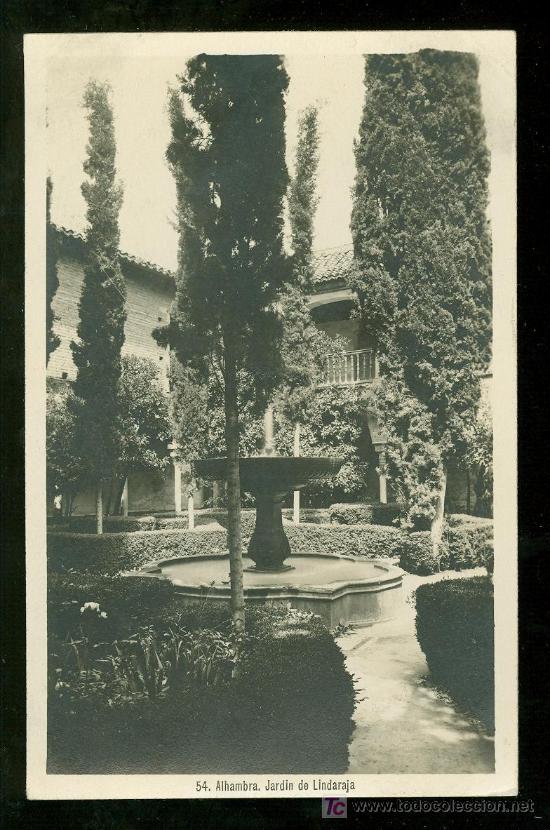 Cartoline: TARJETA POSTAL DE LA ALHAMBRA. JARDIN DE LINDARAJA. N&ordm; 54.