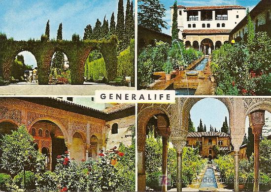 Postales: GRANADA - RECUERDO DEL GENERALIFE - Foto 1