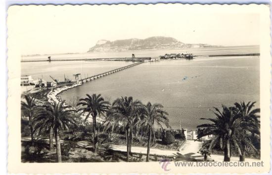 Postales: TARJETA POSTAL DE ALGECIRAS LA ISLA VERDE Y GIBRALTAR DESDE EL HOTEL CRISTINA CADIZ