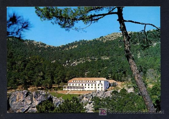Postales: Cazorla.​ *Sierra de Cazorla. Vista de Sacejo y Parador Nacional de Turismo* Nueva.