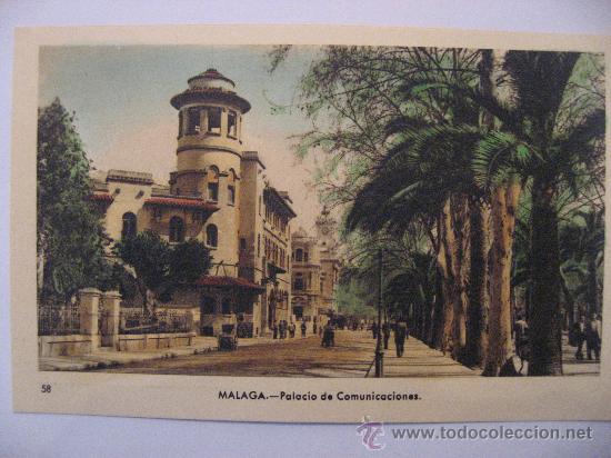 Postais: POSTAL SIN CIRCULAR DE MALAGA,PALACIO DE COMUNICACIONES