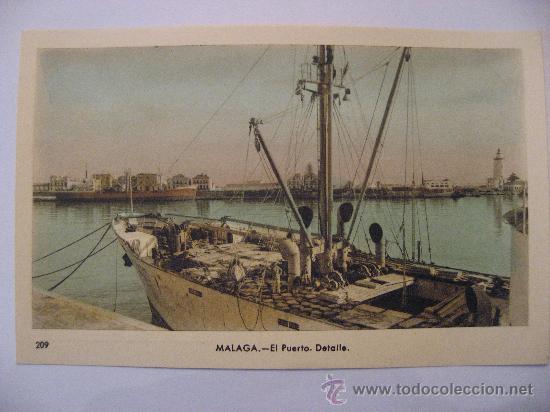Cartoline: POSTAL SIN CIRCULAR DE MALAGA,EL PUERTO DETALLE
