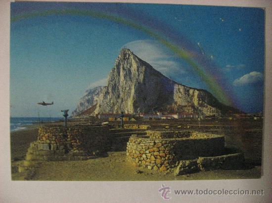 Postales: INTERESANTE POSTAL SIN CIRCULAR DE GIBRALTAR,ARCO IRIS SOBRE EL PE&Ntilde;ON.