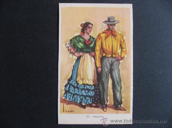 Postales: POSTAL DE TRAJES TIPICOS ESPA&Ntilde;OLES DE MALAGA,LAIETANA-TUSER.