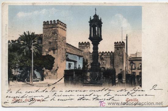 Postais: Sevilla.- Plaza del Triunfo. Franqueado y fechado en 1903.