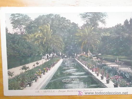 Postales: POSTAL ANTIGUA SEVILLA.SIN CIRCULAR.PARQUE MARIA LUISA.PASEO DE LOS LEONES.