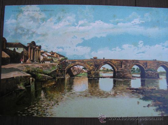 Postales: POSTAL DE CORDOBA PUENTE SOBRE EL GUADALQUIVIR PINTADA