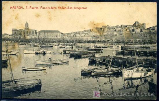 Cartoline: MALAGA : Fototipia Thomas 2135 - El Puerto. Fondeadero de Lanchas Pesqueras.