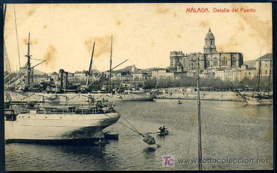 Postais: MALAGA : Fototipia Thomas 2134 - Detalle del Puerto.