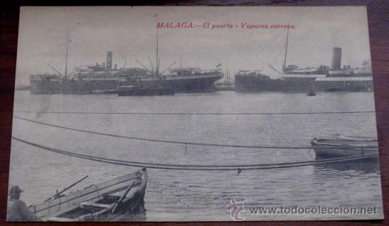 Postales: ANTIGUA POSTAL DE MALAGA - EL PUERTO, VAPORES CORREOS - ED. RAFAEL TOVAL - NO CIRCULADA.