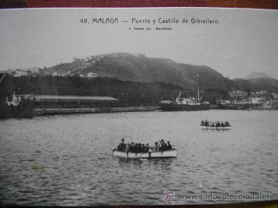 Postales: POSTAL MALAGA L. ROISIN PUERTO Y CASTILLO DE GIBRALFARO