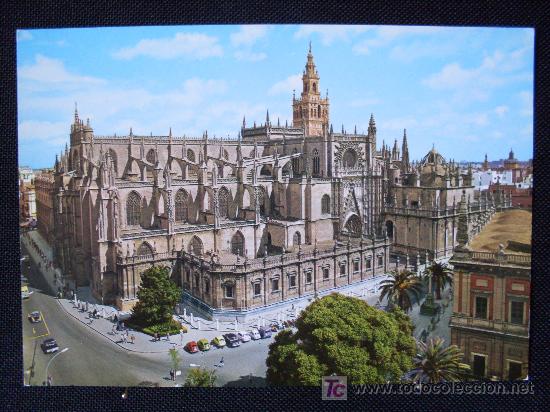 Postales: postal de la catredal de sevilla y giralda con seat 600