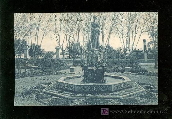 Cartoline: TARJETA POSTAL DE MALAGA. UNA FUENTE DEL PARQUE. N&ordm; 8.